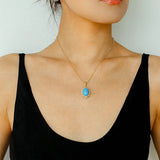 Grand Vintage Lace Blue Turquoise Pendant Multiple Diamond Settings - floysun