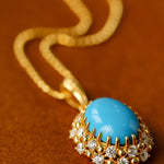Grand Vintage Lace Blue Turquoise Pendant Multiple Diamond Settings - floysun