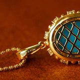 Grand Vintage Lace Blue Turquoise Pendant Multiple Diamond Settings - floysun