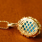 Grand Vintage Lace Blue Turquoise Pendant Multiple Diamond Settings - floysun