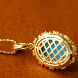 Grand Vintage Lace Blue Turquoise Pendant Multiple Diamond Settings - floysun