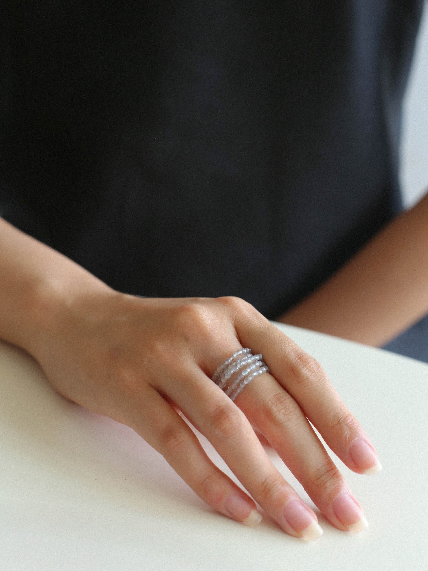 Gray Multi-Layer Labradorite Ring - floysun