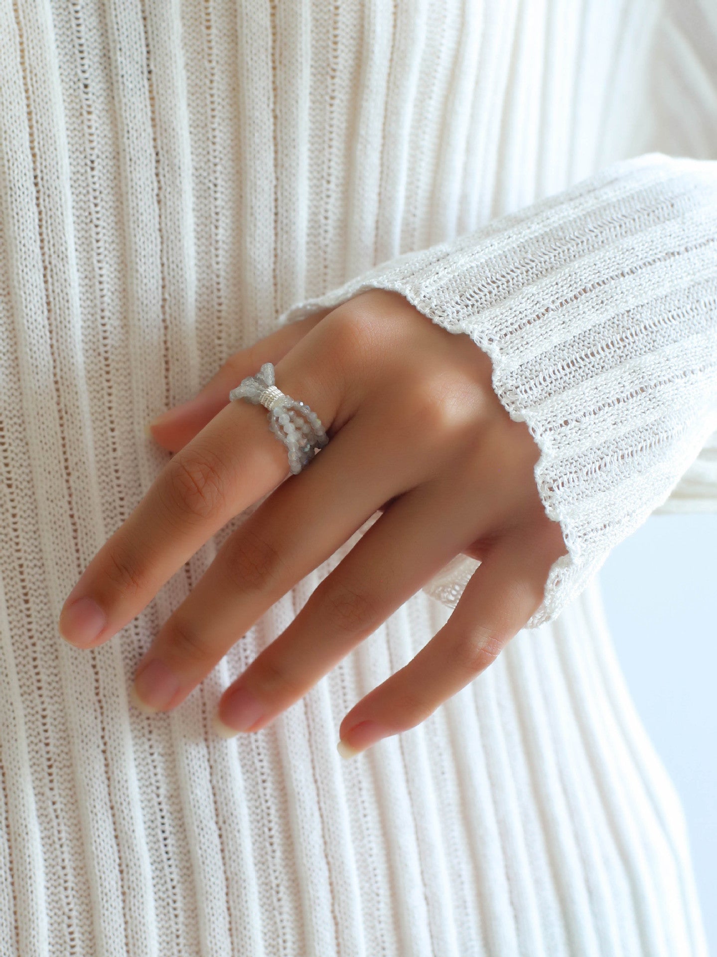 Gray Multi-Layer Labradorite Ring - floysun