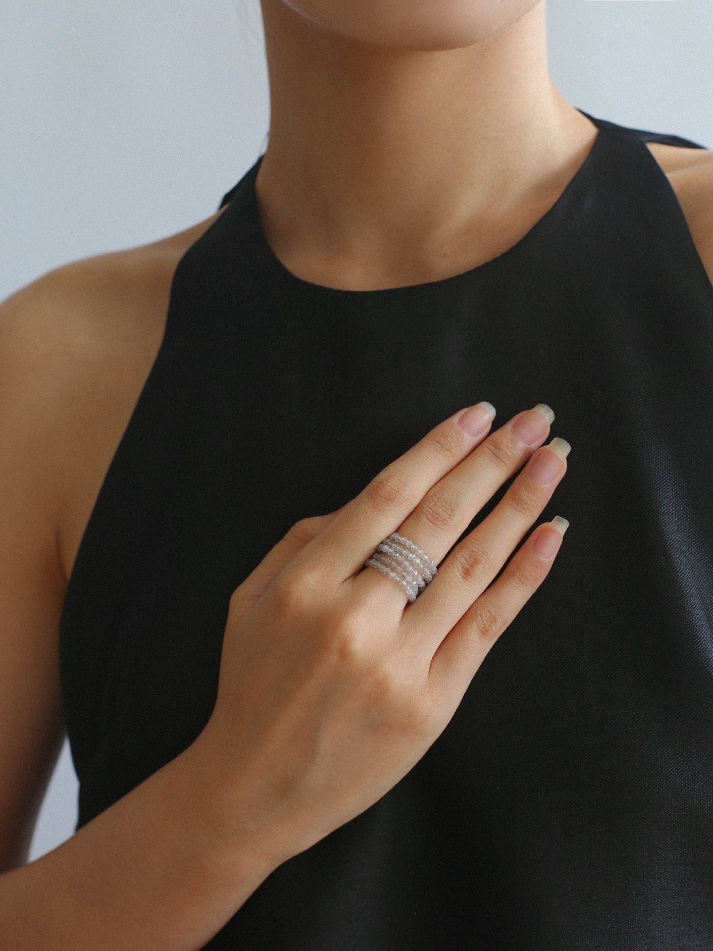 Gray Multi-Layer Labradorite Ring - floysun
