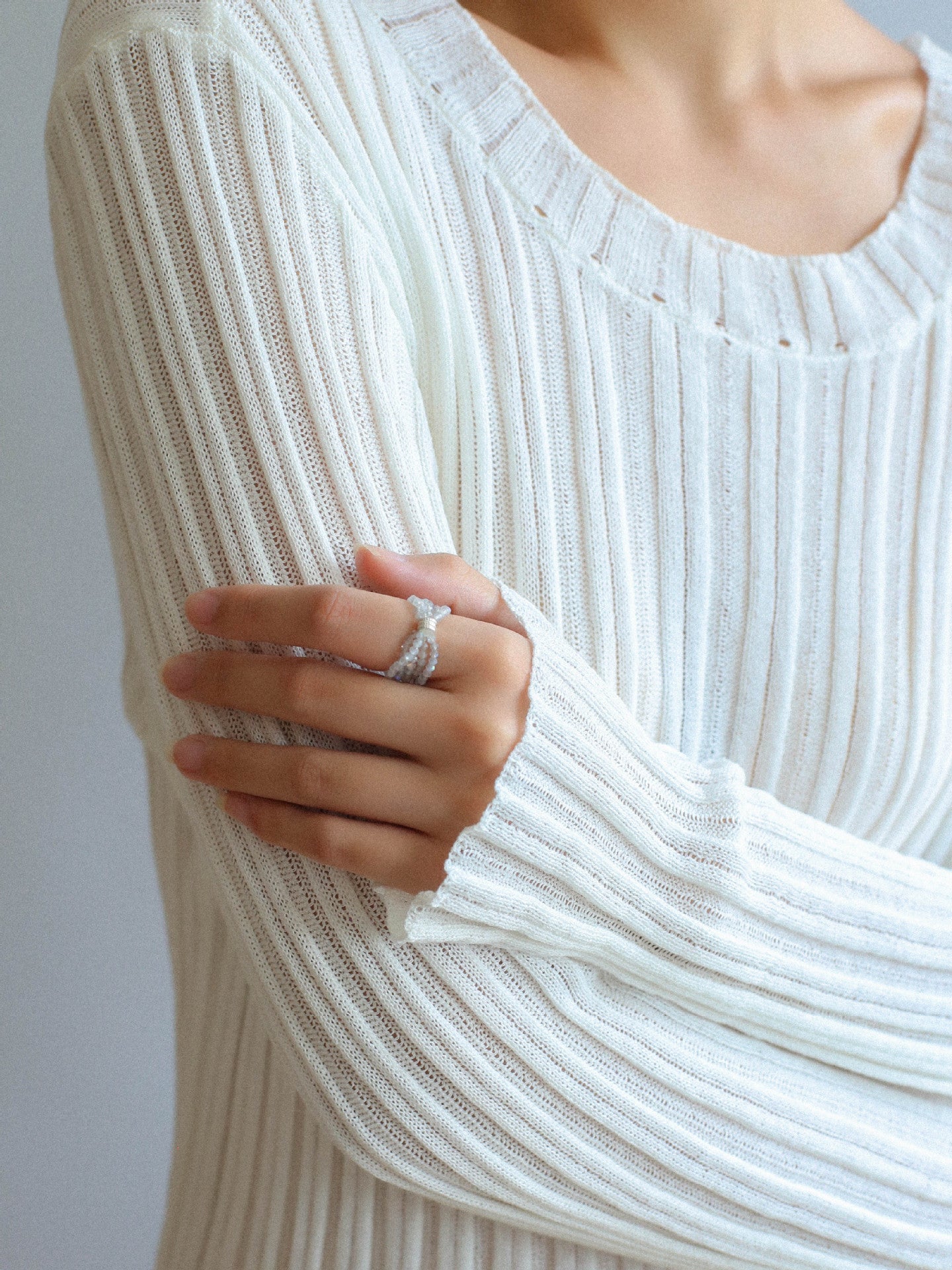 Gray Multi-Layer Labradorite Ring - floysun