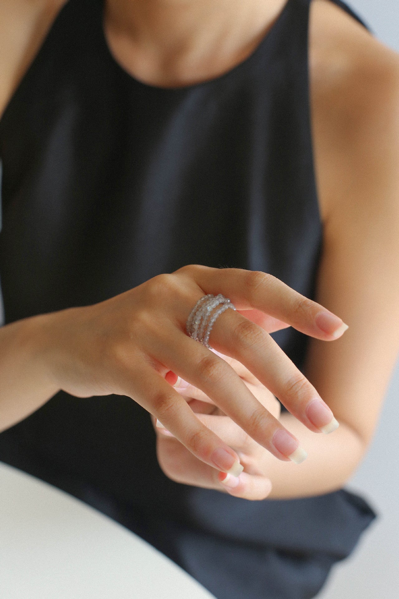 Gray Multi-Layer Labradorite Ring - floysun
