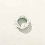 Green Aventurine Brushed Silver Band Ring | Artisan Matte Statement Ring - floysun