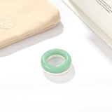 Green Aventurine Brushed Silver Band Ring | Artisan Matte Statement Ring - floysun