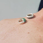 Green Aventurine Dome Ring | Artisan Brushed Silver Statement Ring - floysun