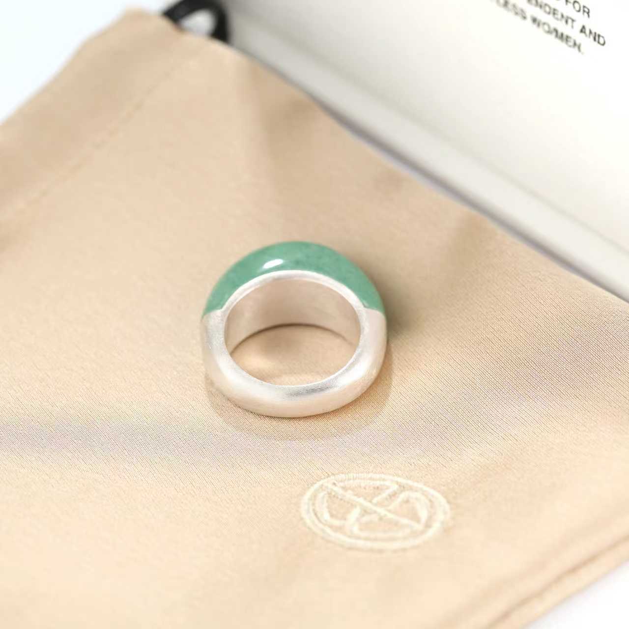 Green Aventurine Dome Ring | Artisan Brushed Silver Statement Ring - floysun