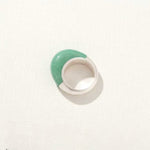 Green Aventurine Dome Ring | Artisan Brushed Silver Statement Ring - floysun