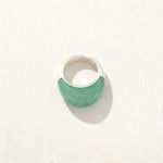 Green Aventurine Dome Ring | Artisan Brushed Silver Statement Ring - floysun