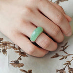 Green Aventurine Dome Ring | Artisan Brushed Silver Statement Ring - floysun