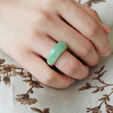 Green Aventurine Dome Ring | Artisan Brushed Silver Statement Ring - floysun
