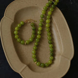 Green Grape Stone Beaded Necklace - floysun