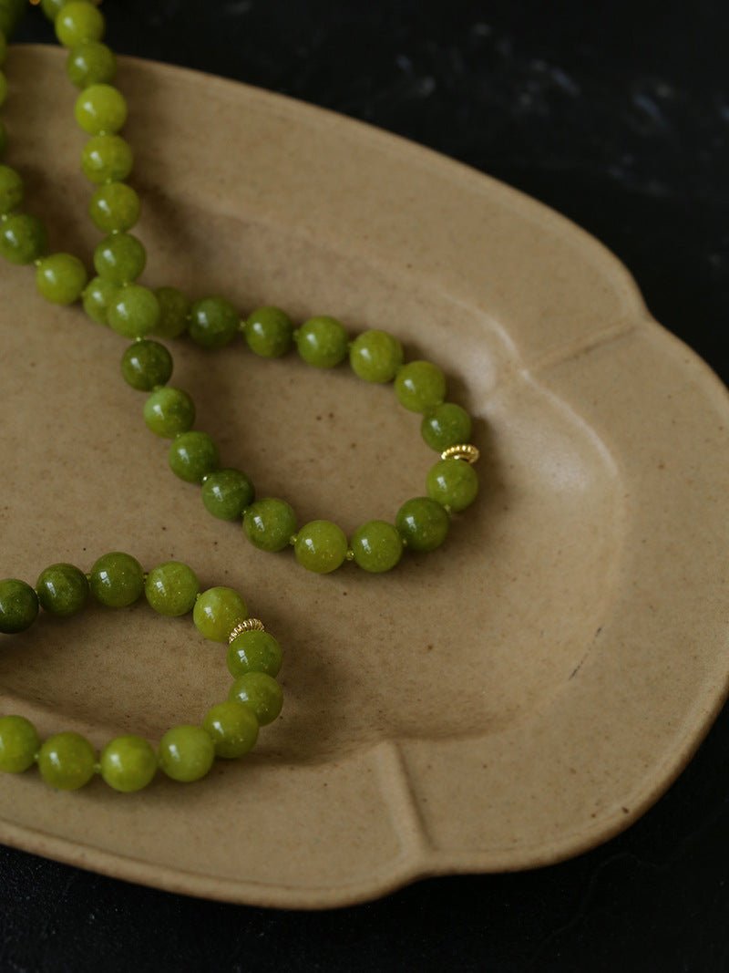 Green Grape Stone Beaded Necklace - floysun