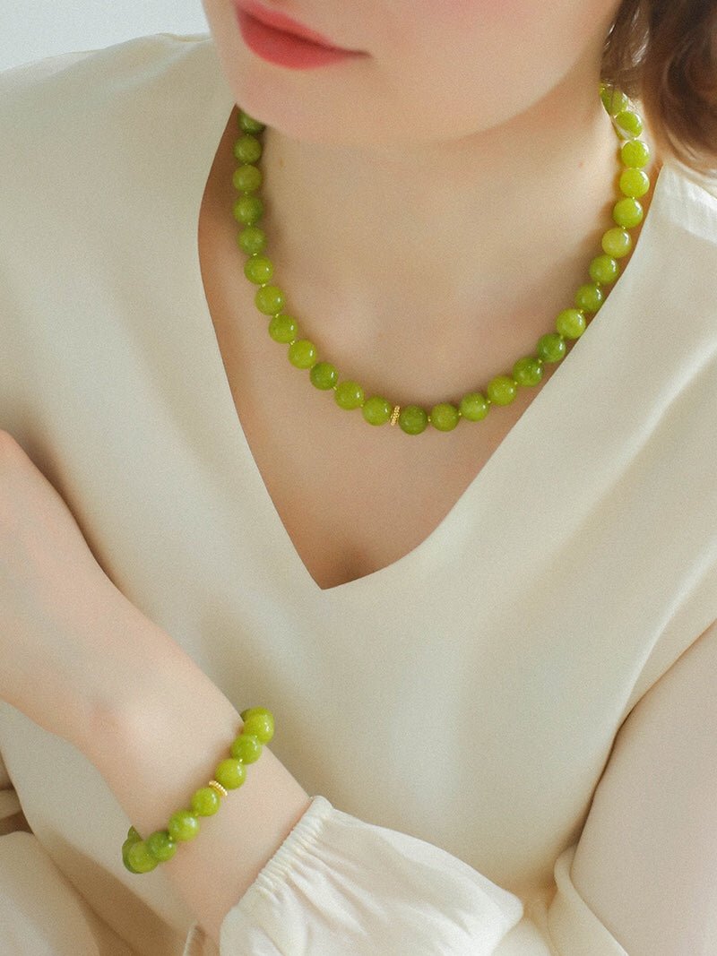 Green Grape Stone Beaded Necklace - floysun