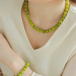 Green Grape Stone Beaded Necklace - floysun