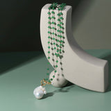 Green Onyx Baroque Pearl Necklace Multilayer Long Sweater Chain - floysun
