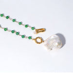 Green Onyx Baroque Pearl Necklace Multilayer Long Sweater Chain - floysun