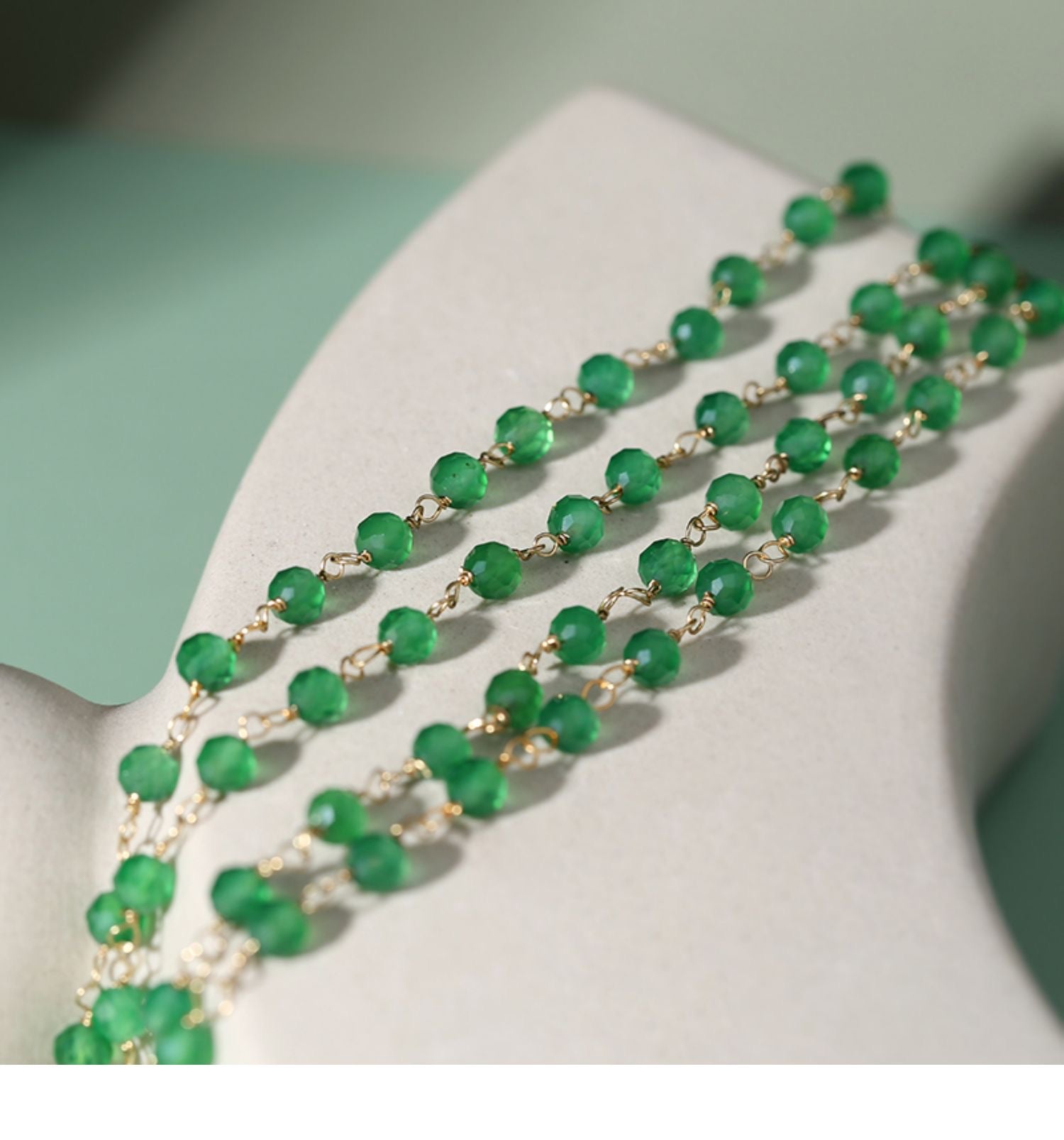 Green Onyx Baroque Pearl Necklace Multilayer Long Sweater Chain - floysun