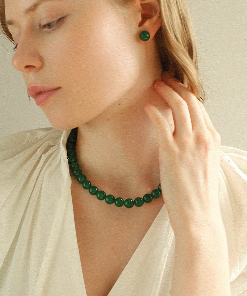 Green Onyx Beaded Necklaces 3mm/6mm/8mm/10mm/12mm - floysun