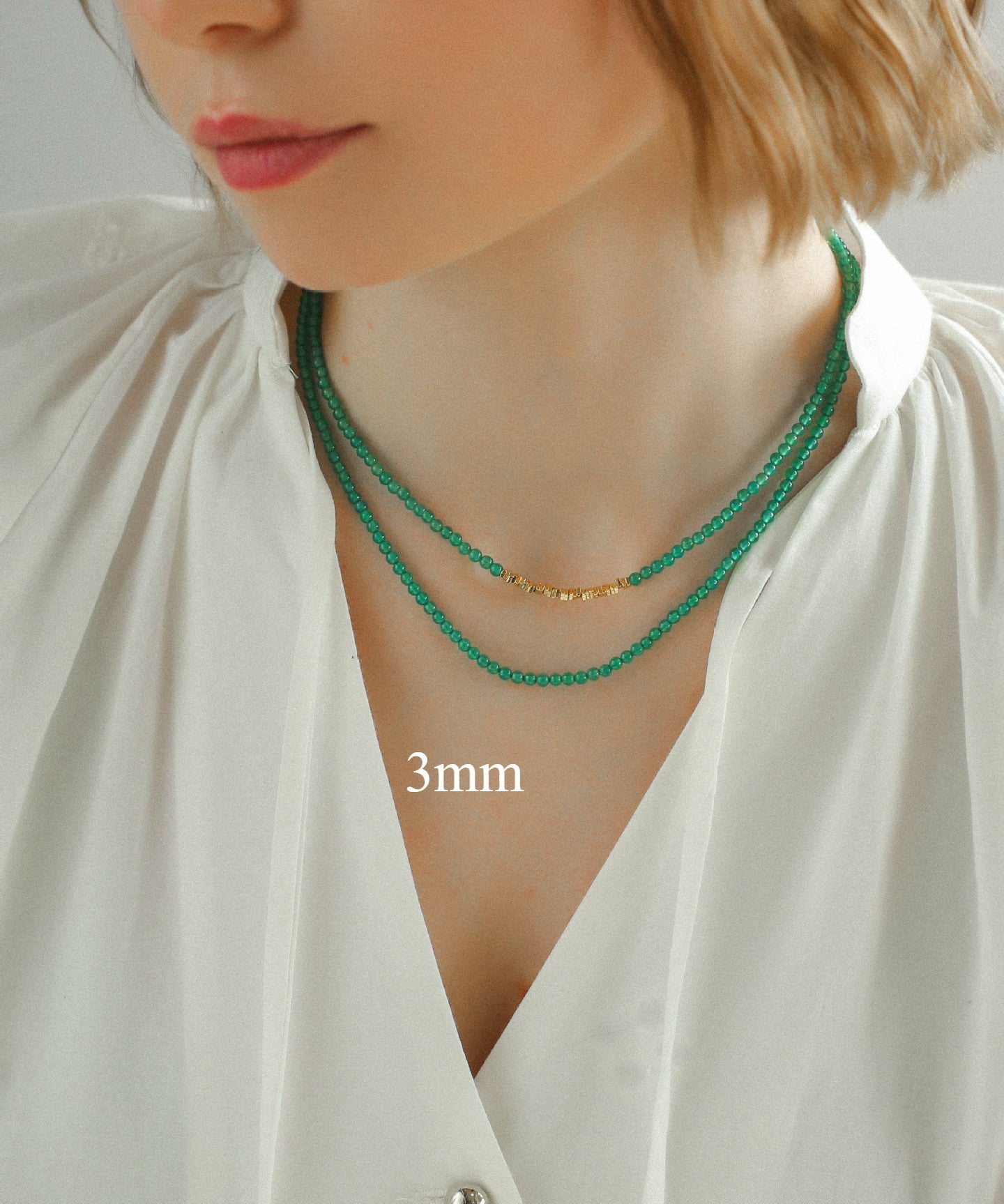 Green Agate Beaded Necklaces 3mm/6mm/8mm/10mm/12mm