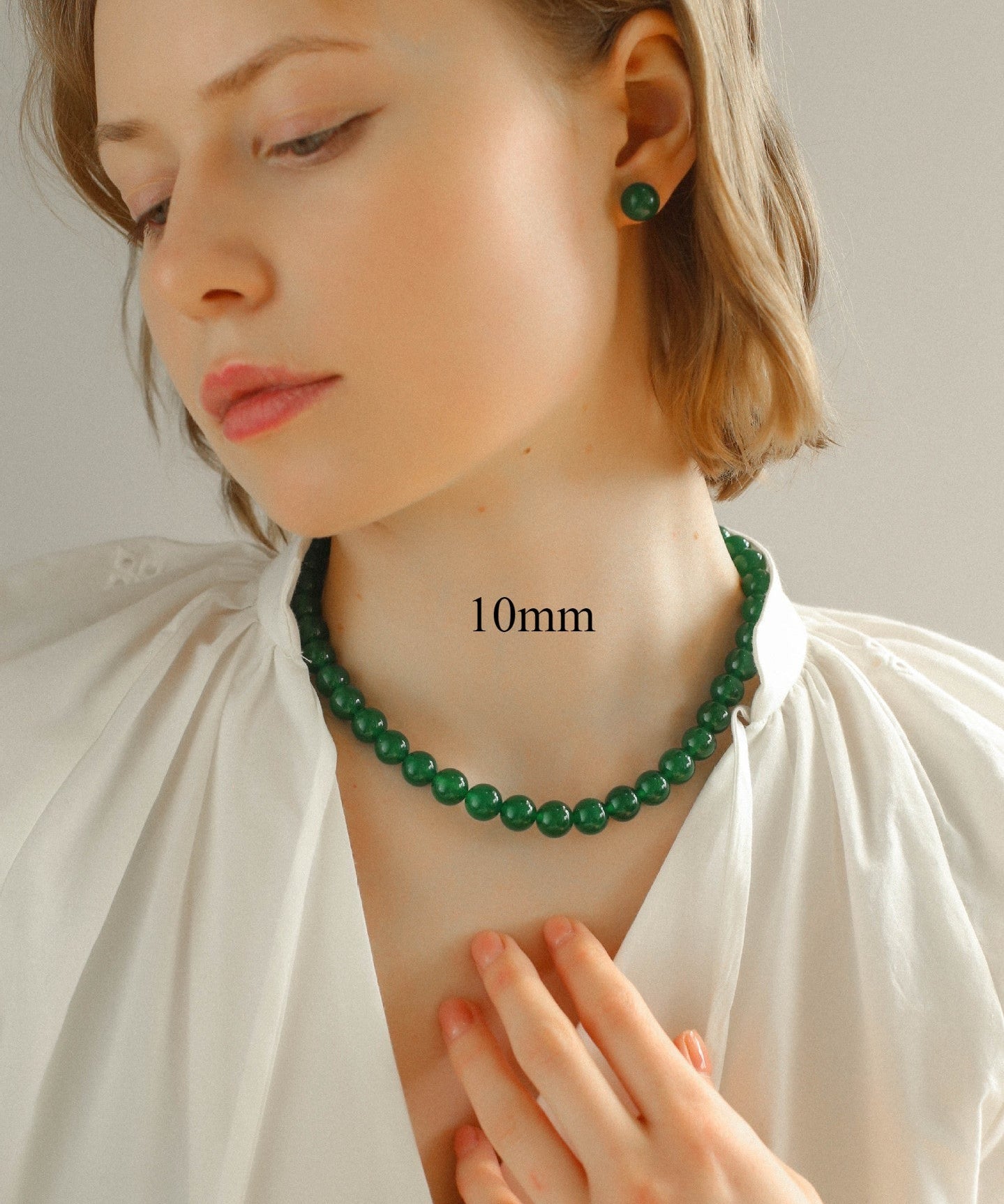 Green Agate Beaded Necklaces 3mm/6mm/8mm/10mm/12mm
