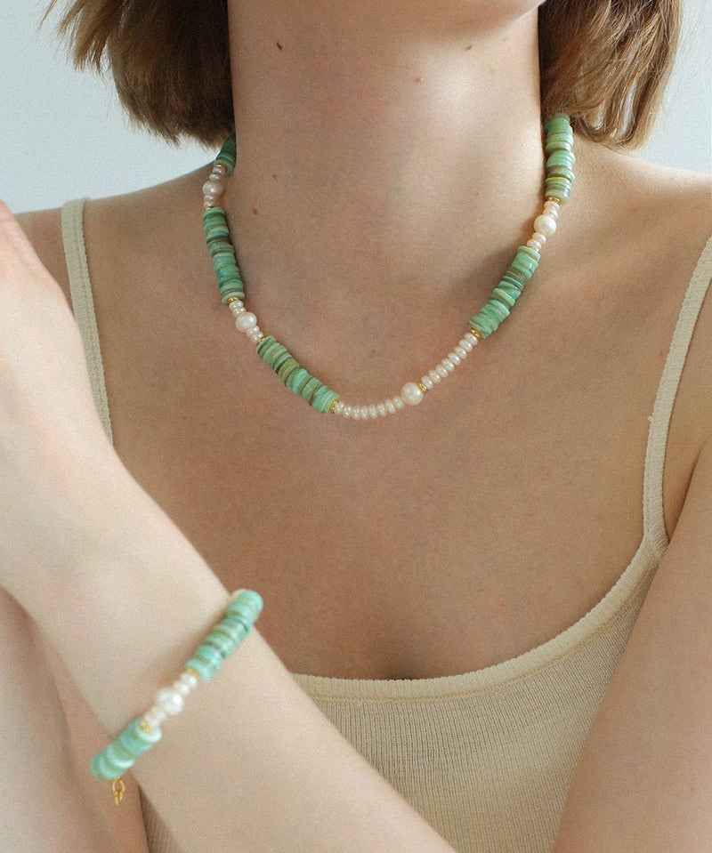 Green Shell Baroque Pearl Necklace - floysun