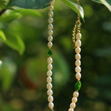 Green Stone Shaped Pearl Necklace - floysun