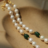 Green Stone Shaped Pearl Necklace - floysun