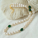 Green Stone Shaped Pearl Necklace - floysun