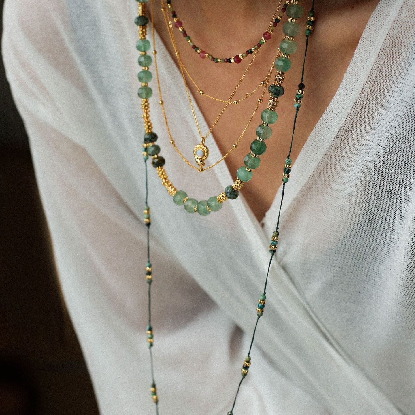 Green Strawberry Quartz Beaded Necklace - floysun