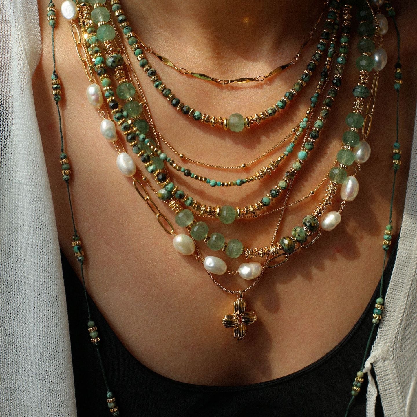 Green Strawberry Quartz Beaded Necklace - floysun