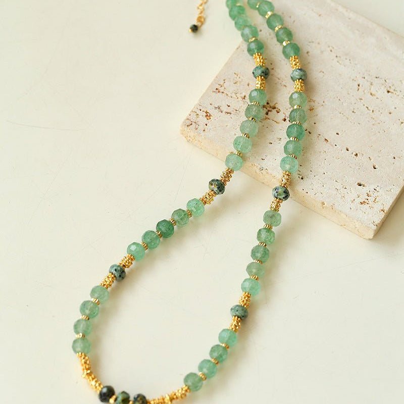 Green Strawberry Quartz Beaded Necklace - floysun