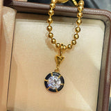 Gun - black Round CZ Pendant Necklace - floysun