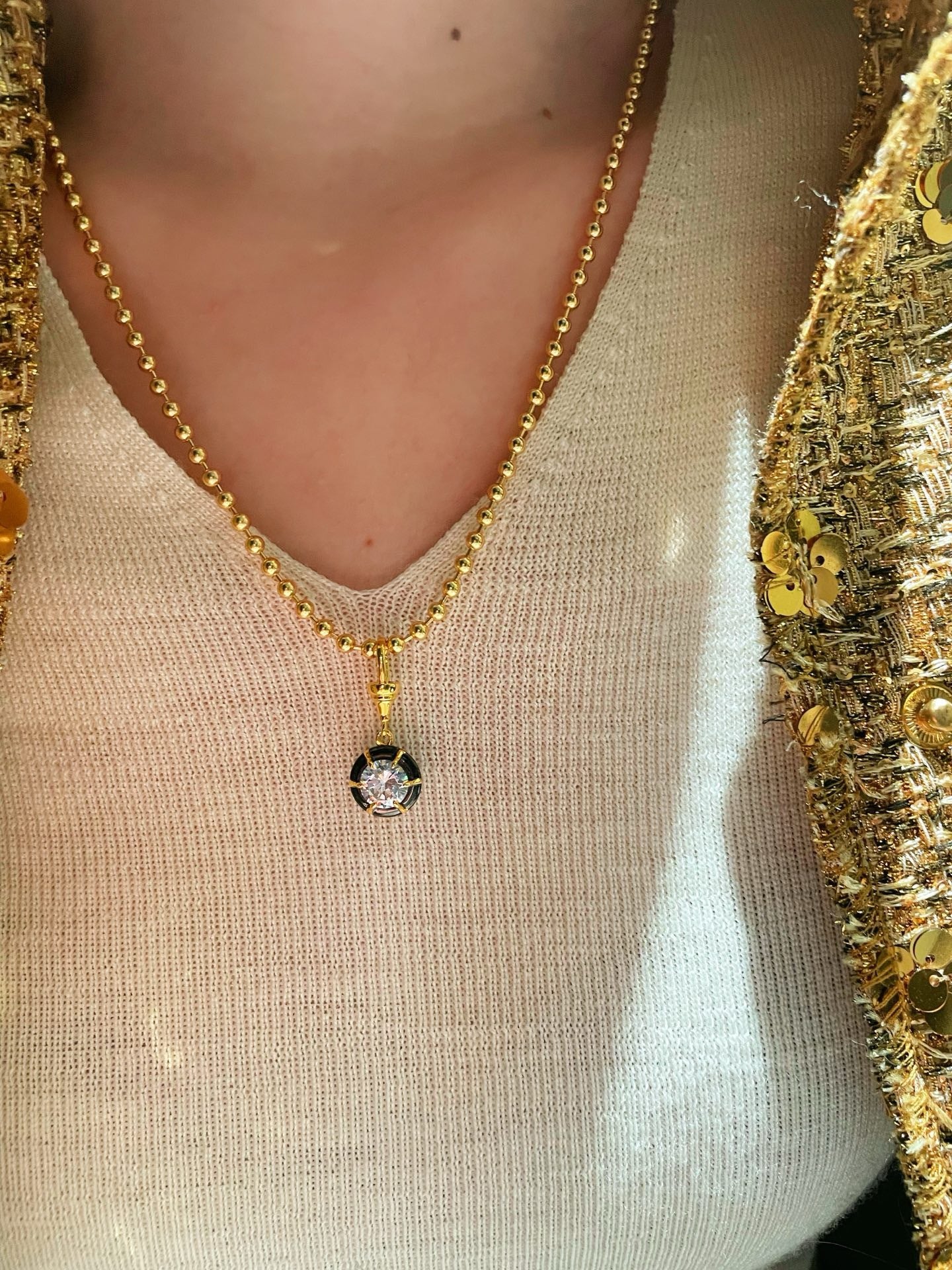 Gun - black Round CZ Pendant Necklace - floysun