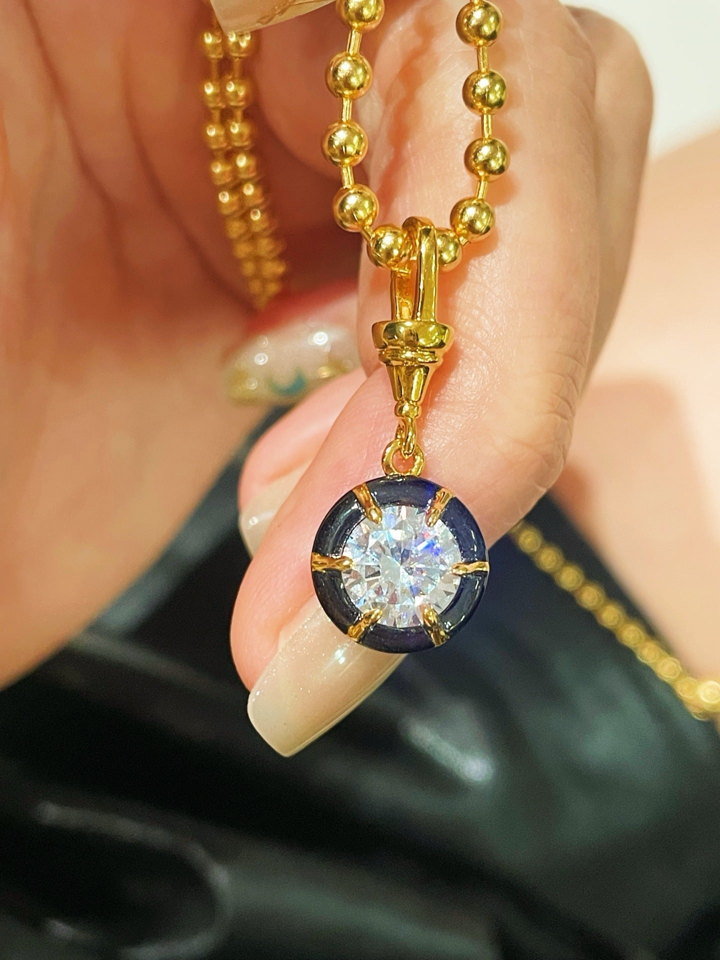 Gun - black Round CZ Pendant Necklace - floysun