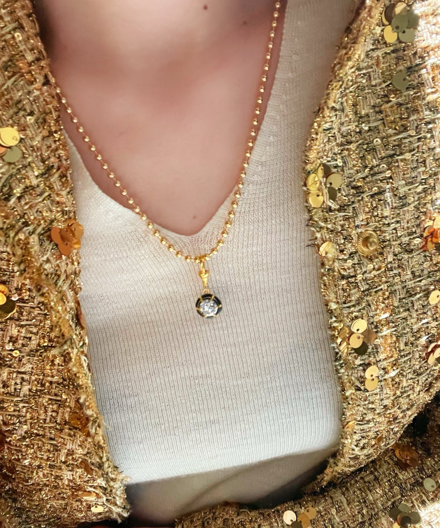 Gun - black Round CZ Pendant Necklace - floysun
