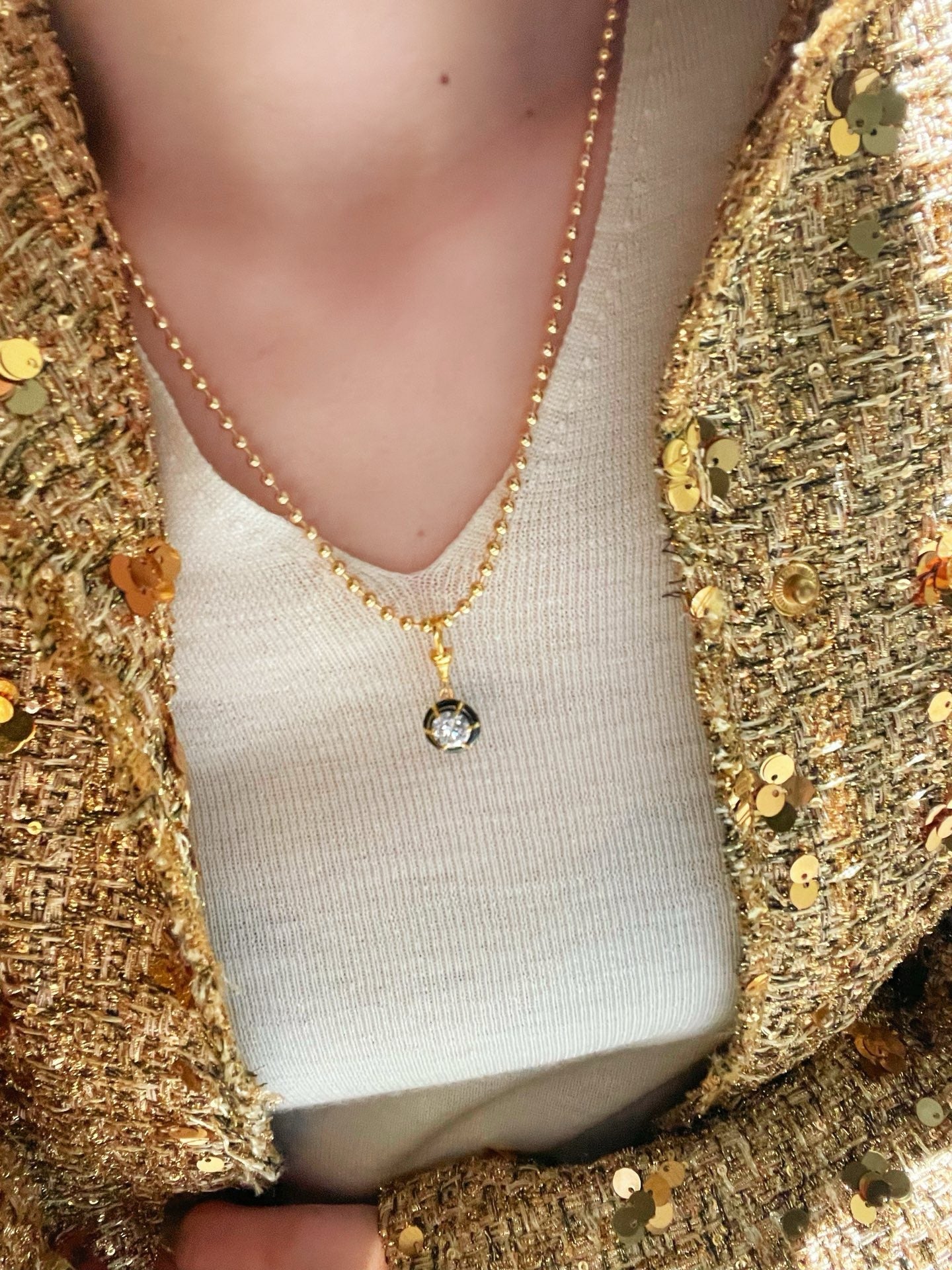 Gun - black Round CZ Pendant Necklace - floysun