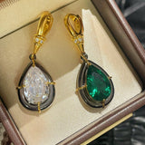 Gunmetal Emerald Teardrop Pendant Necklace - floysun