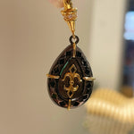 Gunmetal Emerald Teardrop Pendant Necklace - floysun