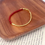Half Gold Beads & Red Agate Fish Bracelet - floysun