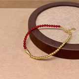 Half Gold Beads & Red Agate Fish Bracelet - floysun