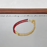 Half Gold Beads & Red Agate Fish Bracelet - floysun