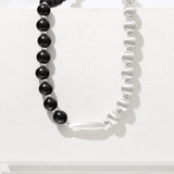 Half & Half Black Ebony Wood and Brushed Sterling Silver Necklace - floysun
