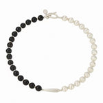 Half & Half Black Ebony Wood and Brushed Sterling Silver Necklace - floysun