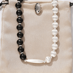 Half & Half Black Ebony Wood and Brushed Sterling Silver Necklace - floysun