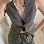 Half & Half Black Ebony Wood and Brushed Sterling Silver Necklace - floysun