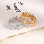 Half Pavé Tank Link Statement Ring - floysun